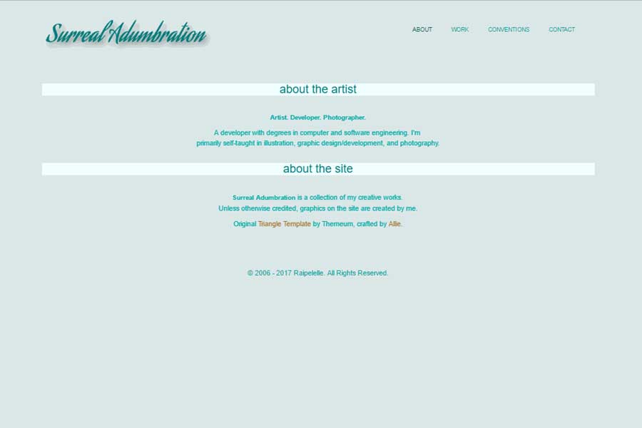 Surreal Adumbration v2 about page